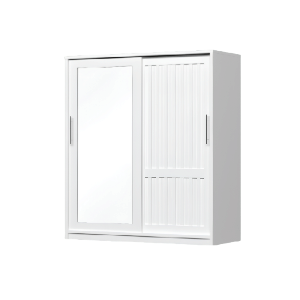 ตู้เสื้อผ้าบานเลื่อนกระจกเงา WISDOM DESIGN FURNITURE รุ่น W18SLM 180 ซม. สีขาว_1